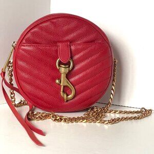 Rebecca Minkoff Edie Circle Quilted Leather Crossbody Red Canteen Bag